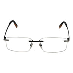 Ermenegildo Zegna Gray Men Glasses Frame in gunmetal, rectangle style, rimless design, metal frame, demo lenses, 57-17-145 size.