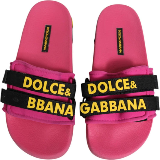 Dolce & Gabbana Fuchsia Neoprene Slides Flats Beachwear Shoes LA12347-37