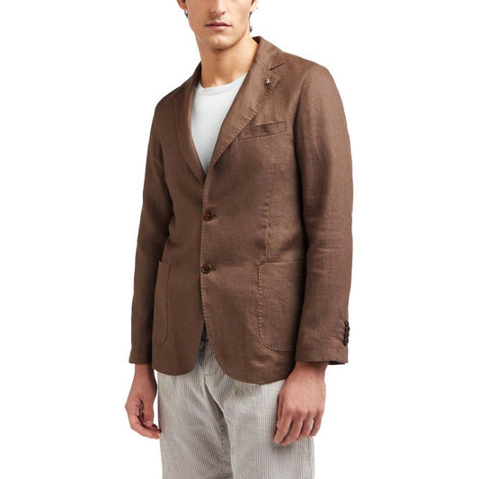 AT.P.CO Brown Linen Blazer AT-14627-IT46 | S