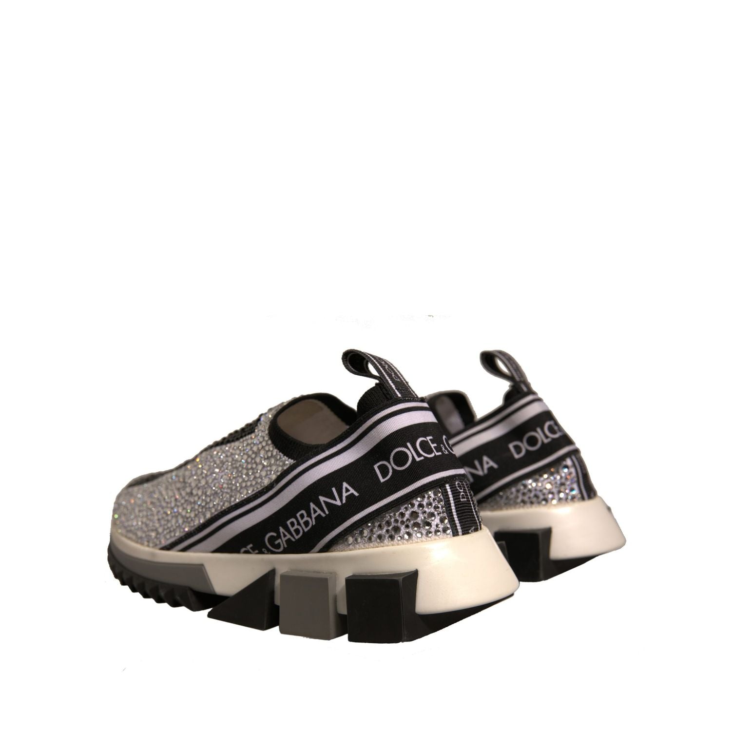 Dolce & Gabbana Silver Rhinestones Sorrento Sneakers Shoes