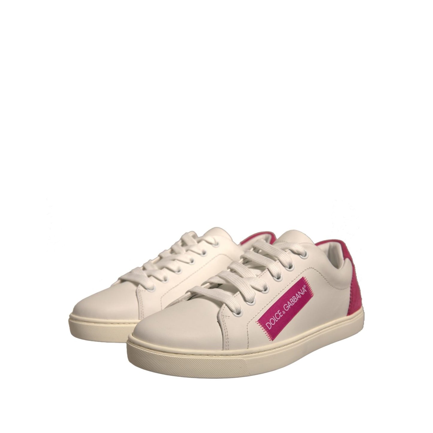 Dolce & Gabbana White Suede Leather Low Top Sneakers Shoes