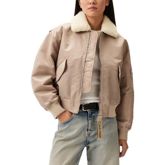 Calvin Klein Jeans Beige Polyester Jackets & Coat CA-16503602507-IT44|L