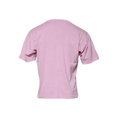 Dolce & Gabbana Pink Logo Print Cotton Crew Neck T-shirt