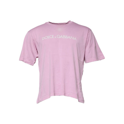 Dolce & Gabbana Pink Logo Print Cotton Crew Neck T-shirt