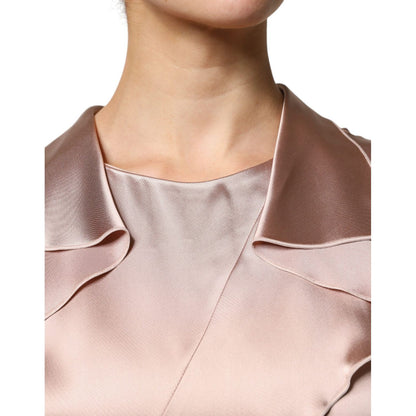 Emporio Armani Pink Satin Long Sleeves Sheath Wrap Mini Dress