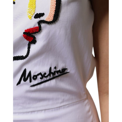 Moschino Couture White Printed Viscose Sheath Mini Dress