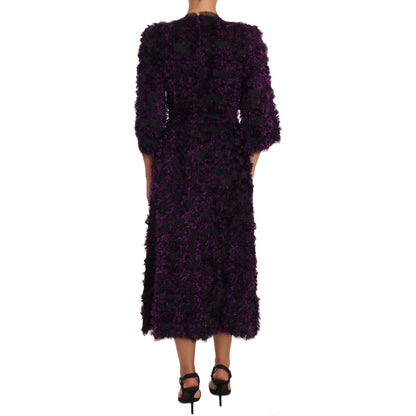 Dolce & Gabbana Purple Fringe Midi Sheath Dress