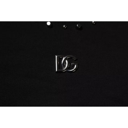 Dolce & Gabbana Black Logo Stud Pullover Sweatshirt Sweater