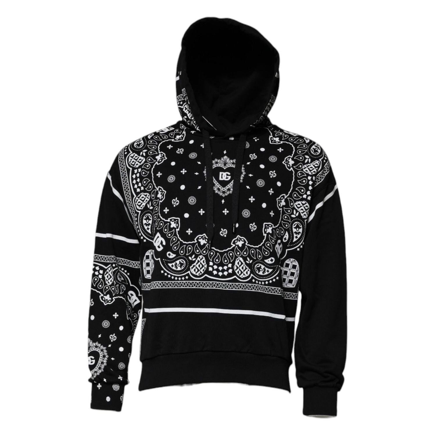 Dolce & Gabbana Black Bandana Hooded Men Sweatshirt Sweater