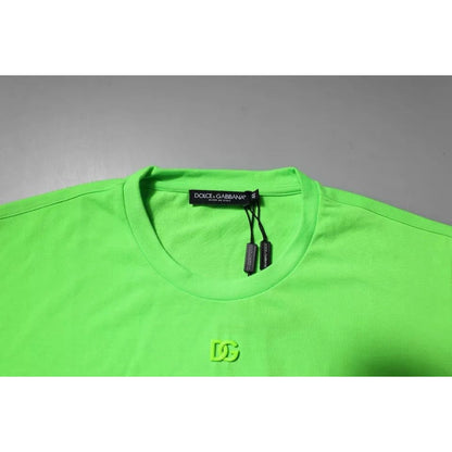 Dolce & Gabbana Green Logo Polyester Crew Neck T-shirt