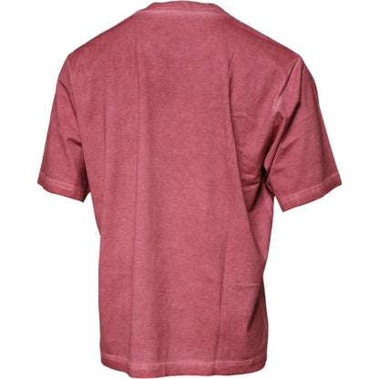 Dolce & Gabbana Pink Logo Print Cotton Crew Neck T-shirt