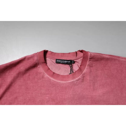 Dolce & Gabbana Pink Logo Print Cotton Crew Neck T-shirt