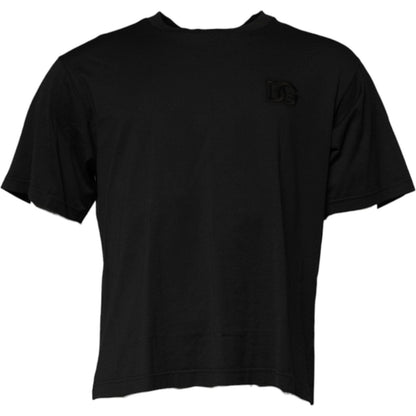 Dolce & Gabbana Black DG Logo Cotton Crew Neck T-shirt