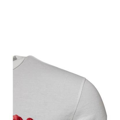 Dolce & Gabbana White Cotton Logo Floral Crew Neck T-shirt