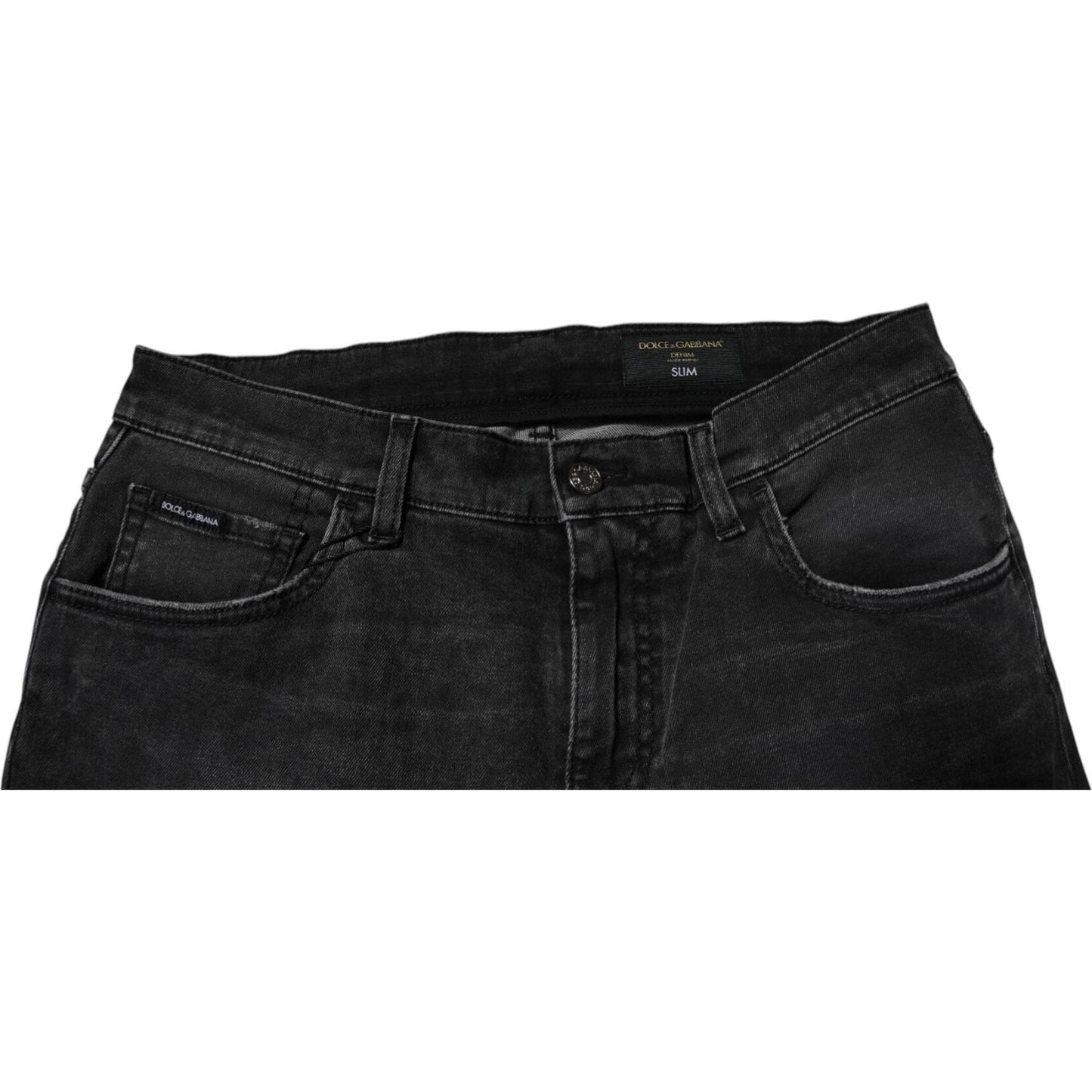 Dolce & Gabbana Black Cotton Stretch Skinny Men Denim Jeans