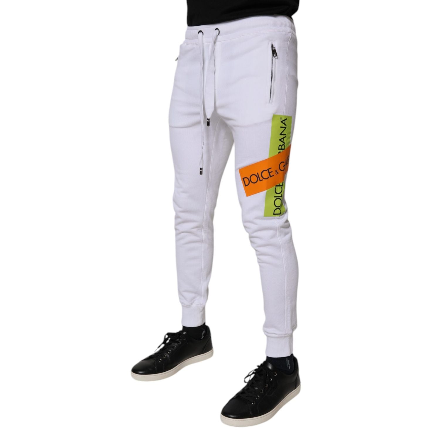 Dolce & Gabbana White Cotton Logo Jogger Pants