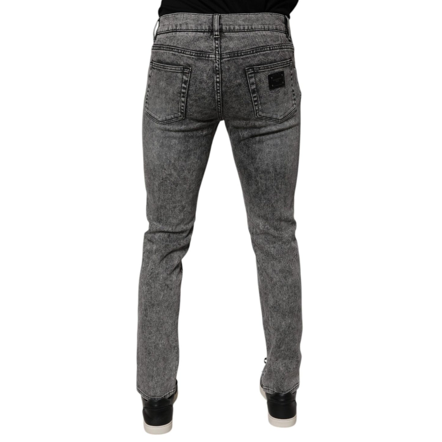 Dolce & Gabbana Dark Gray Washed Cotton Slim Fit Denim Jeans