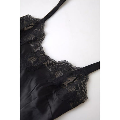 Dolce & Gabbana Black Lace Silk Sleepwear Camisole Top Underwear