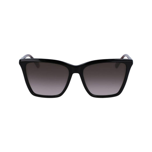 Longchamp women's sunglasses LO719S-001 in black acetate with grey lenses, size 56/16/140mm, category 3 protection.