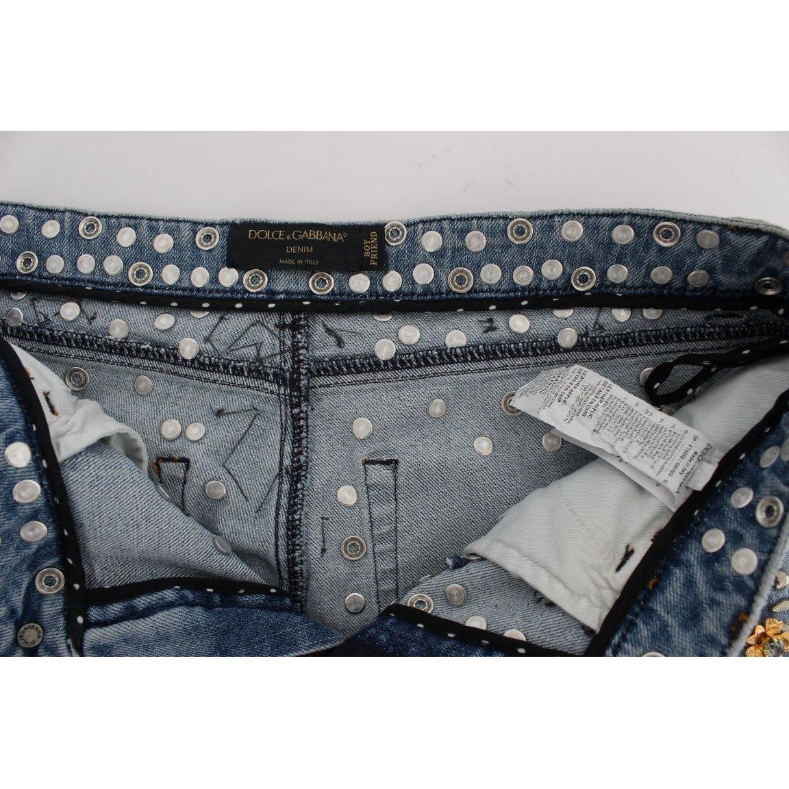 Dolce & Gabbana Crystal Roses Heart Embellished Jeans