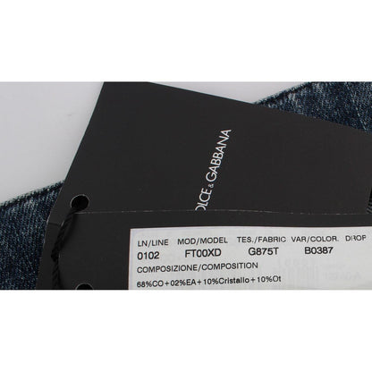 Dolce & Gabbana Crystal Roses Heart Embellished Jeans