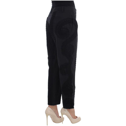 Dolce & Gabbana Black Cotton Stretch Torero Capris Pants
