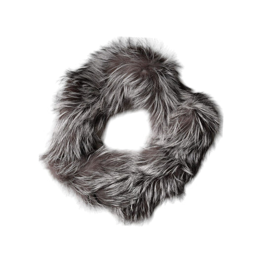 Dolce & Gabbana Gray Fox Fur Neck Wrap Warmer Winter Scarf