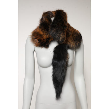 Dolce & Gabbana Brown Red Fox Fur Neck Warmer Winter Scarf