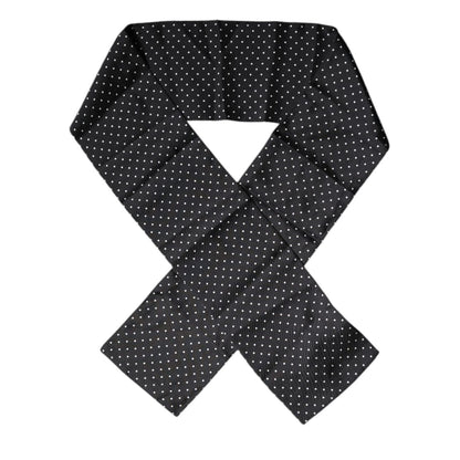 Dolce & Gabbana Black Polka Dots Silk Skinny Neck Wrap Scarf