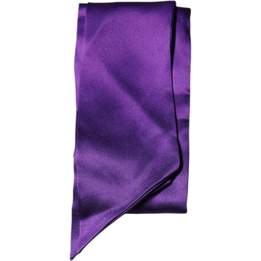 Dolce & Gabbana Purple Satin Silk Skinny Neck Foulard Scarf MS7421