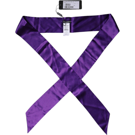 Dolce & Gabbana Purple Satin Silk Skinny Neck Foulard Scarf MS7421