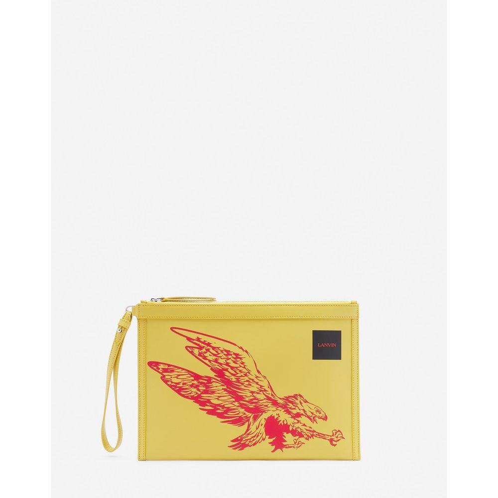 Lanvin Yellow Leather Men's Wallet Pouch
