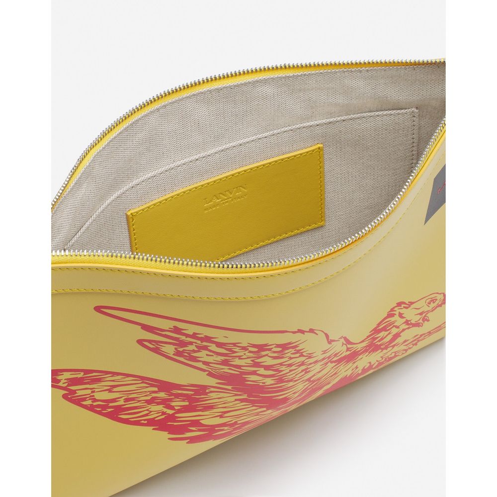 Lanvin Yellow Leather Men's Wallet Pouch