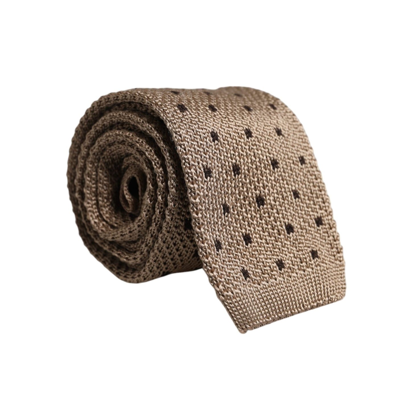 Dolce & Gabbana Beige Polka Dot Silk Adjustable Necktie Tie