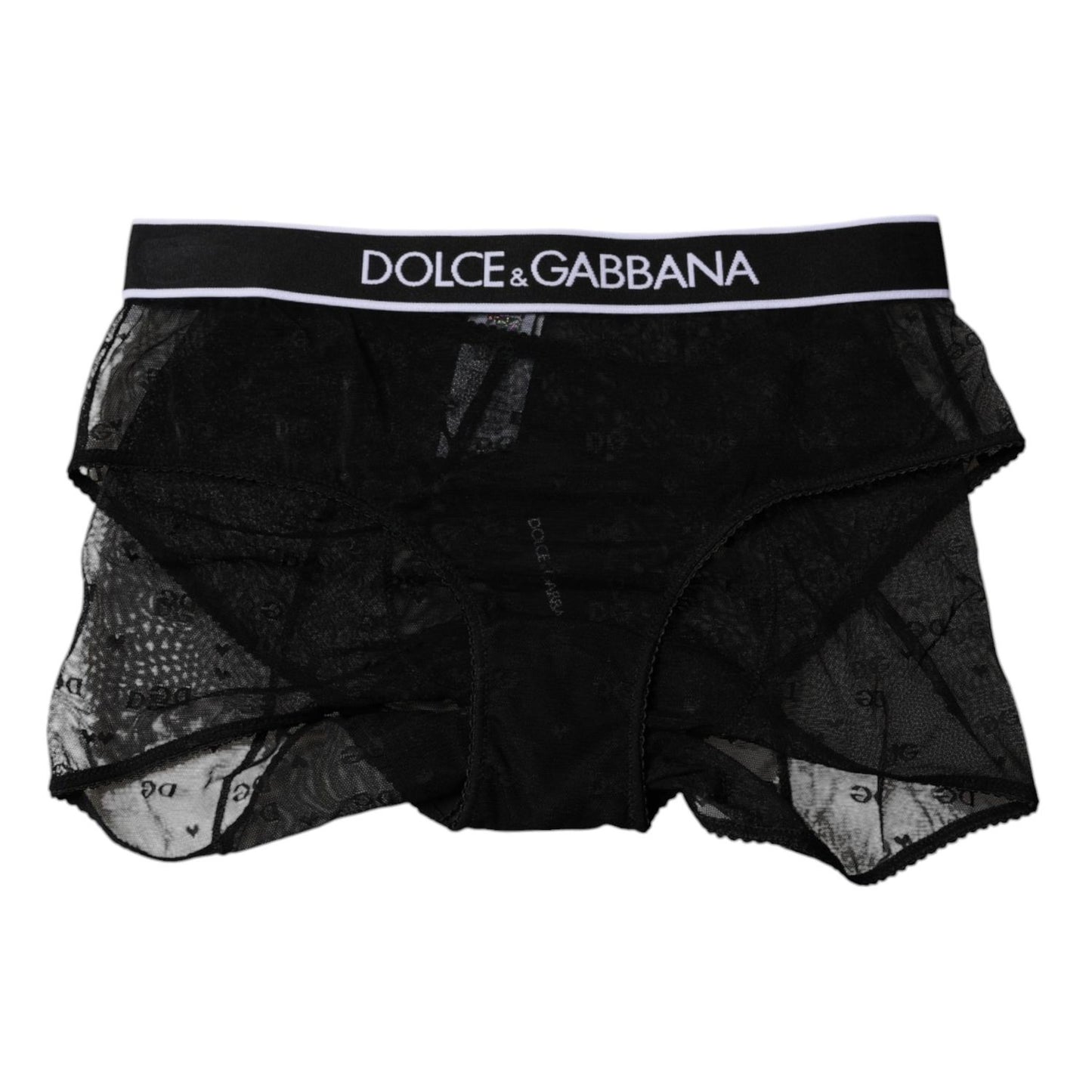 Dolce & Gabbana Black Tulle Nylon Mid Waist Panty Underwear