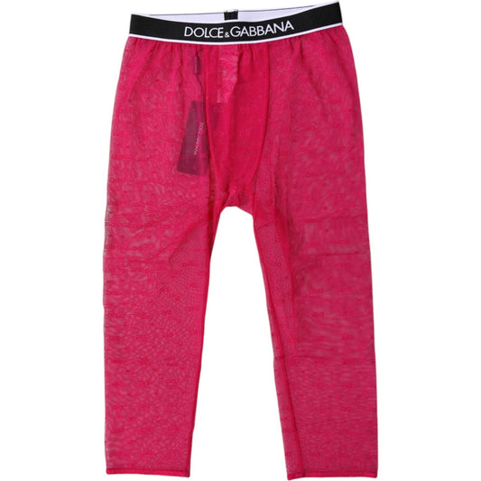 Dolce & Gabbana Fuchsia DG Logo Nylon Cropped Tights Underwear BIK1976-2