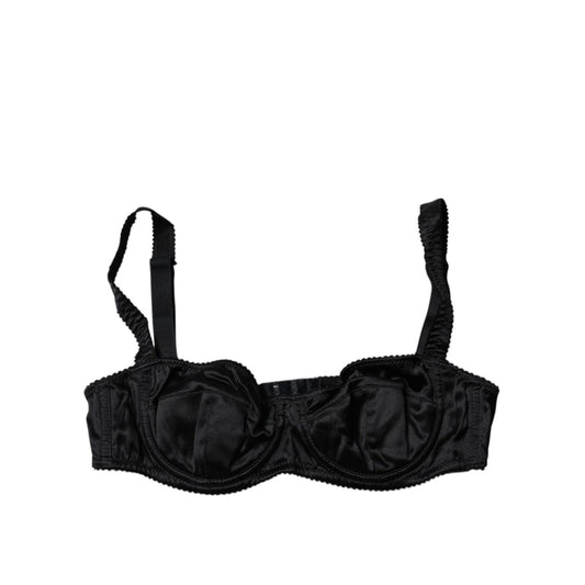 Dolce & Gabbana Black Silk Stretch Balconette Brassiere Underwear