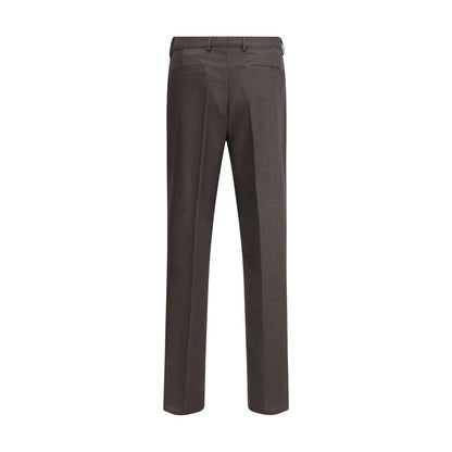 Brunello Cucinelli Brown Fleece Wool Casual Pants with back welt pockets and belt loops for SS25 season.