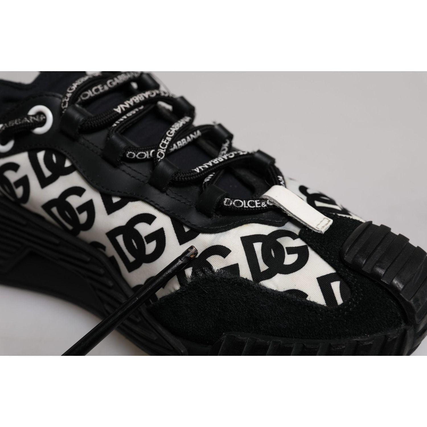 Dolce & Gabbana Black Logo Lace Up Low Top NS1 Sneakers Shoes