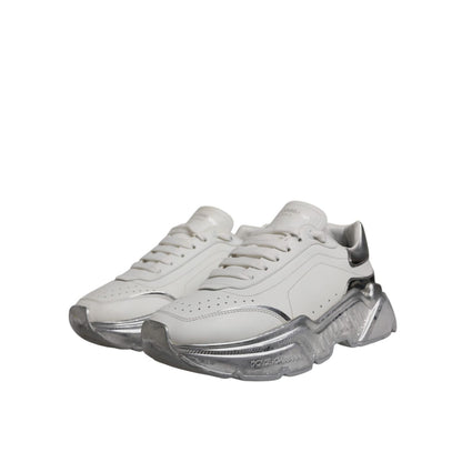 Dolce & Gabbana White Silver Daymaster Low Top Sneaker Shoes