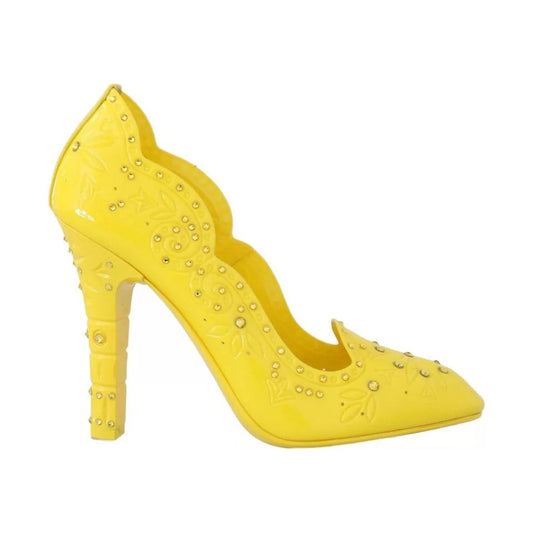 Dolce & Gabbana Yellow Crystal Heels CINDERELLA Shoes LA4345-37.5