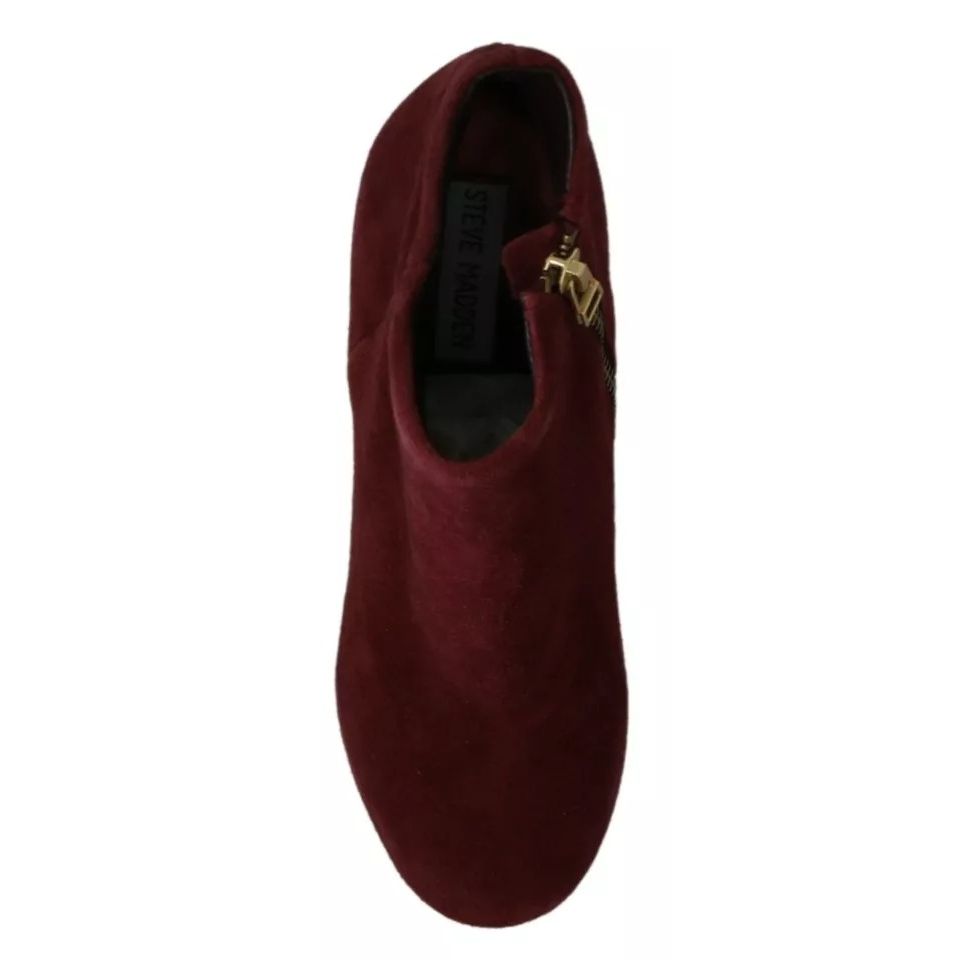 Steve Madden Maroon Blush Velvet Suede Penelope Ankle Boots Shoes