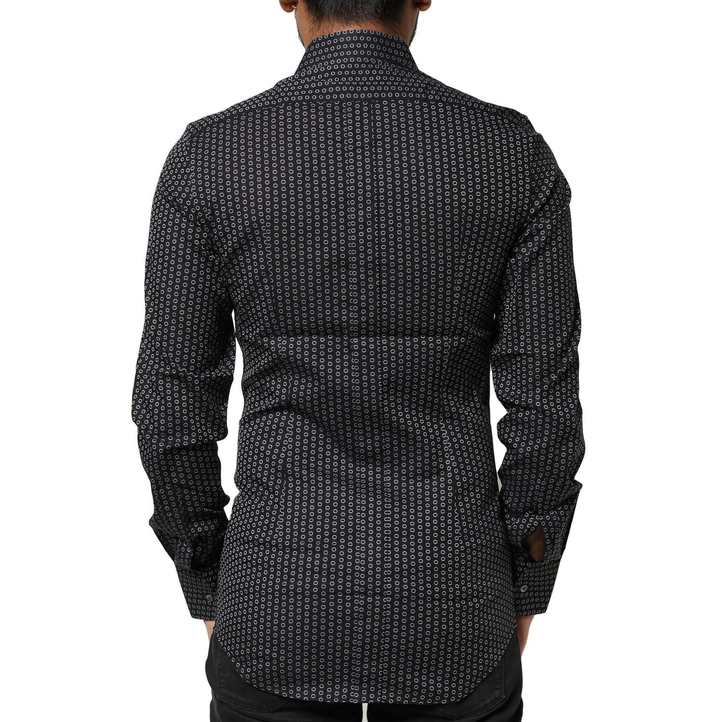 Dolce & Gabbana Black GOLD Patterned Cotton Men Dress Shirt