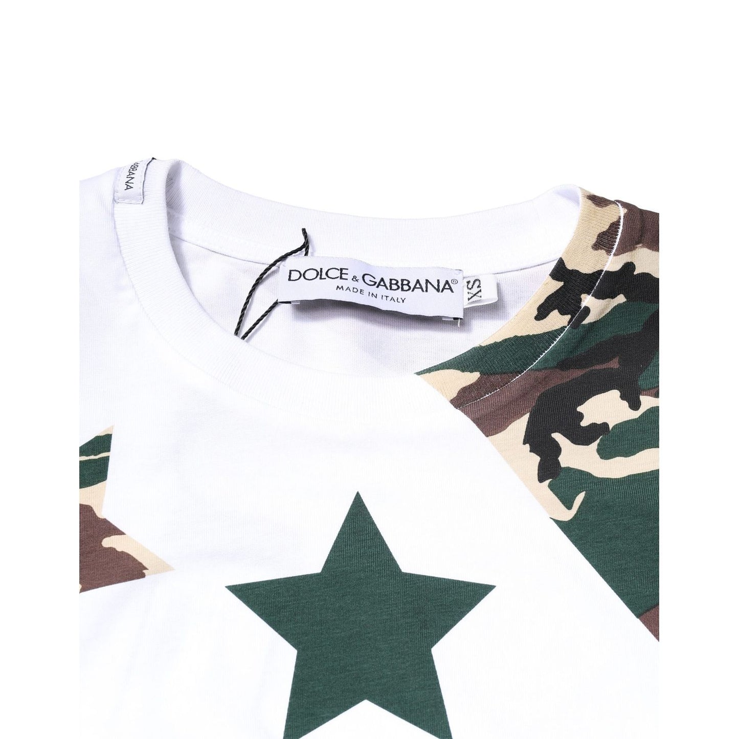 Dolce & Gabbana White Camouflage Stars Crew Neck T-shirt