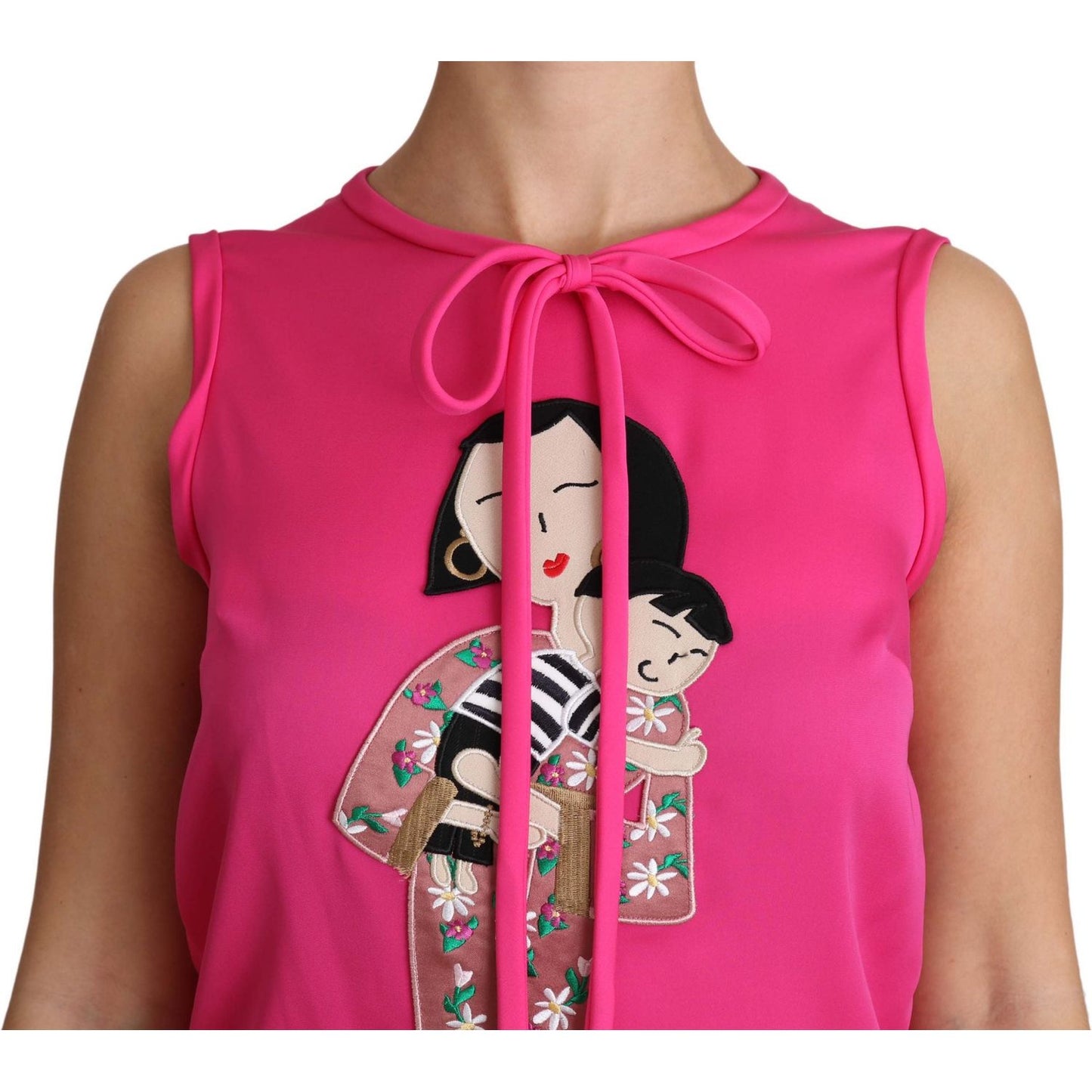Dolce & Gabbana Pink Family Silk Tank Mama Blouse Top Shirt