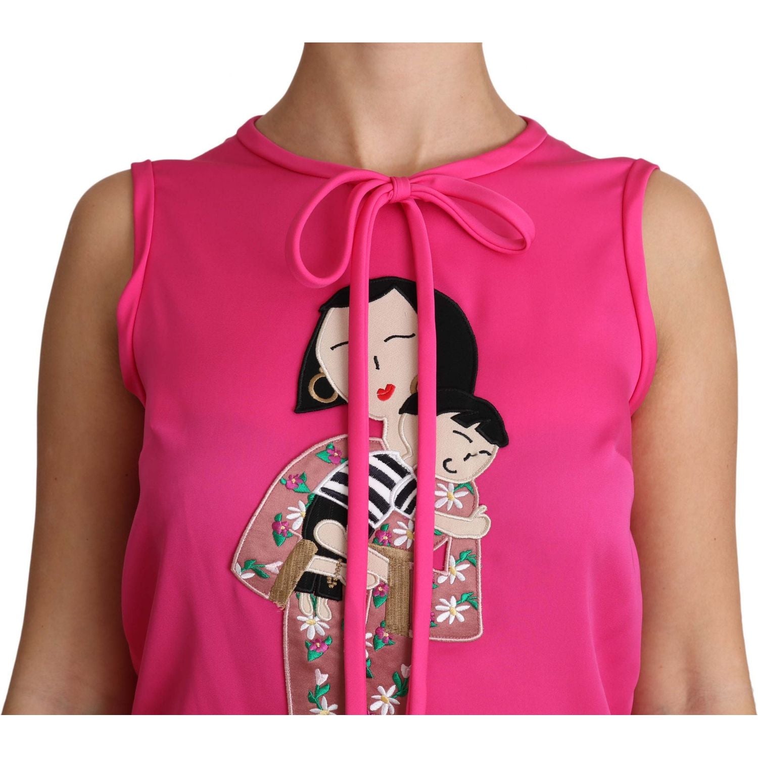 Dolce & Gabbana Pink Family Silk Tank  Mama Blouse Top Shirt