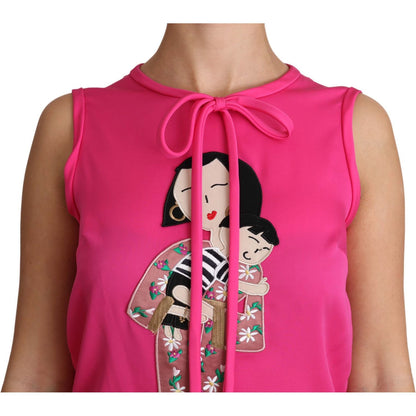 Dolce & Gabbana Pink Family Silk Tank Mama Blouse Top Shirt