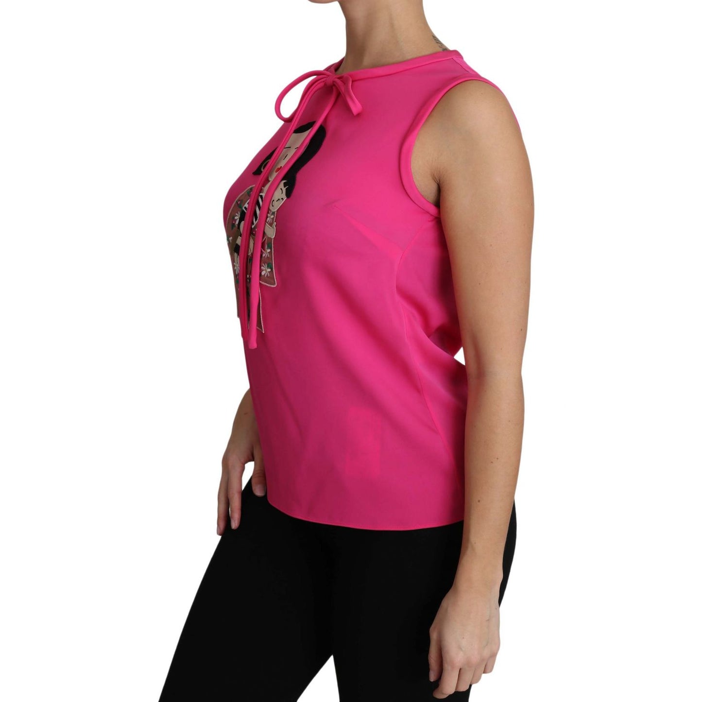 Dolce & Gabbana Pink Family Silk Tank  Mama Blouse Top Shirt