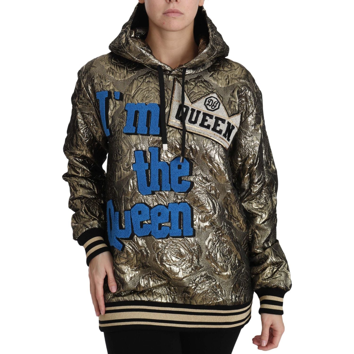 Dolce & Gabbana Im The Queen Jaquard Gold Sweatshirt  Hoodie