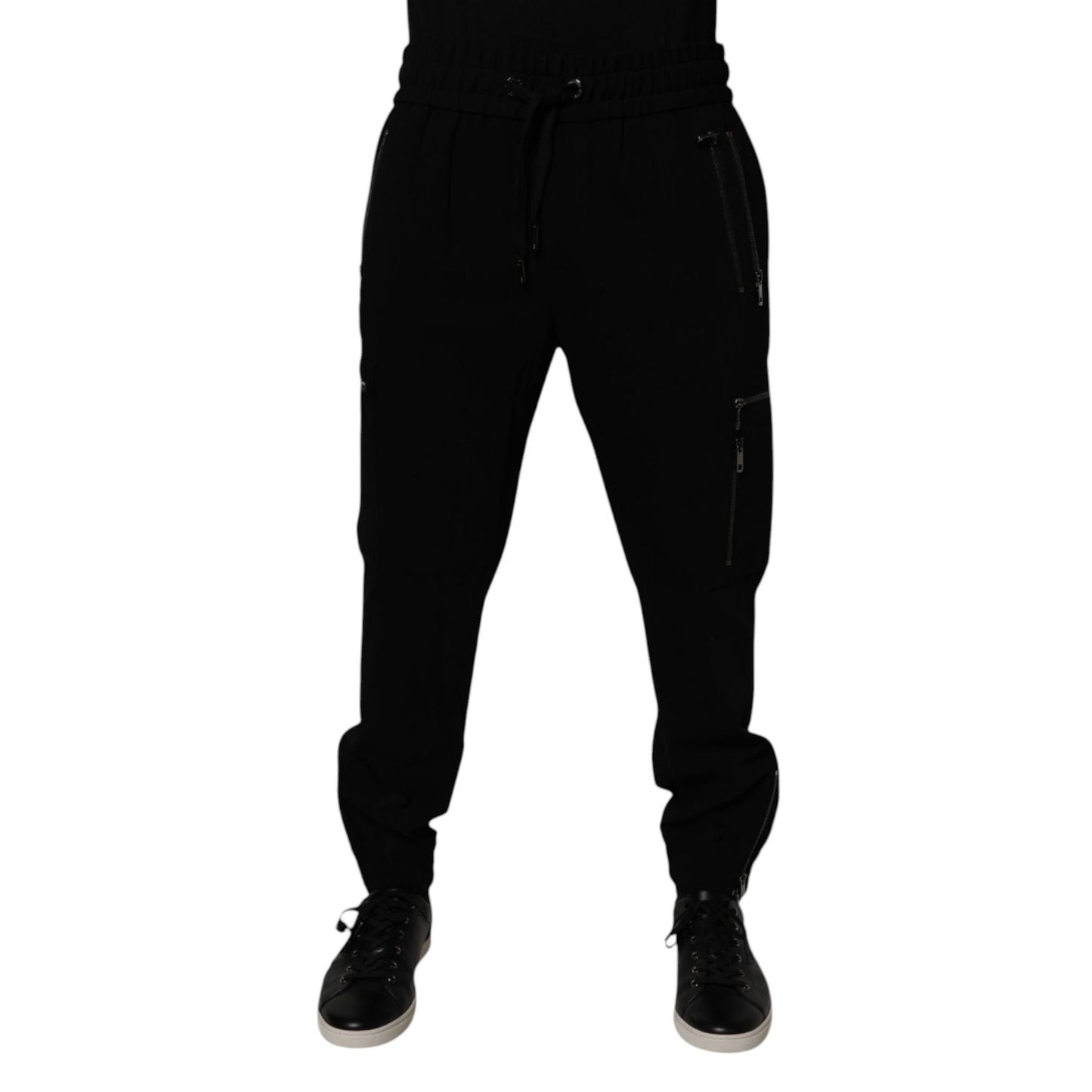 Dolce & Gabbana Black Wool Stretch Jogger Pants